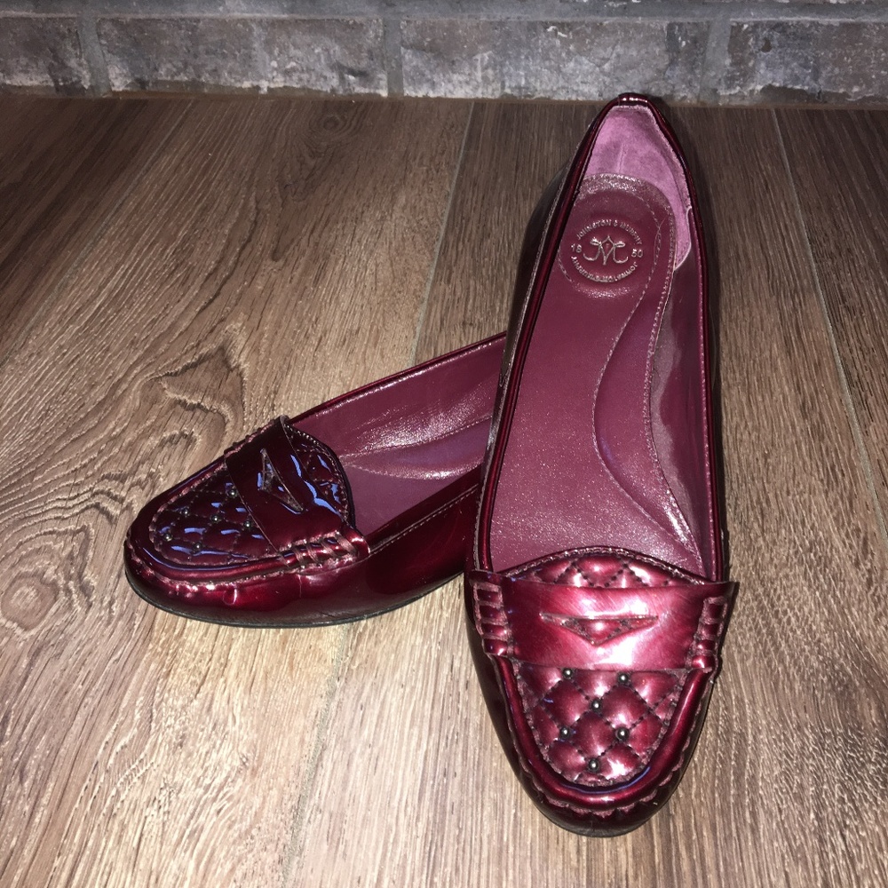 Johnston & Murphy Metallic Burgundy Quilted Leather Loafers